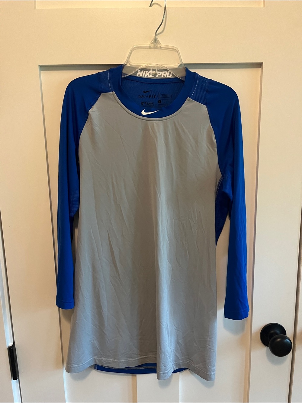 Nike Long Sleeve Performance Shirt - Gray & Royal Blue